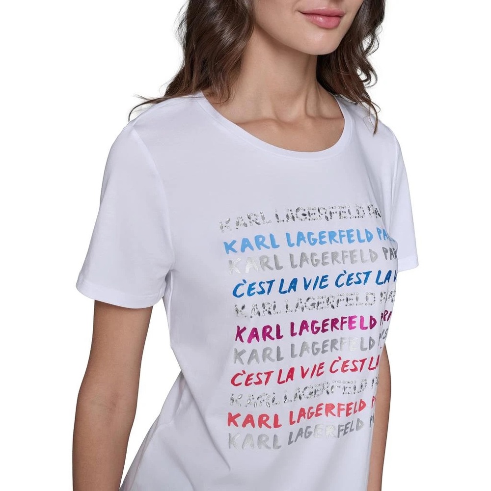 Karl Lagerfeld Women's White Graphic Tee sz XL